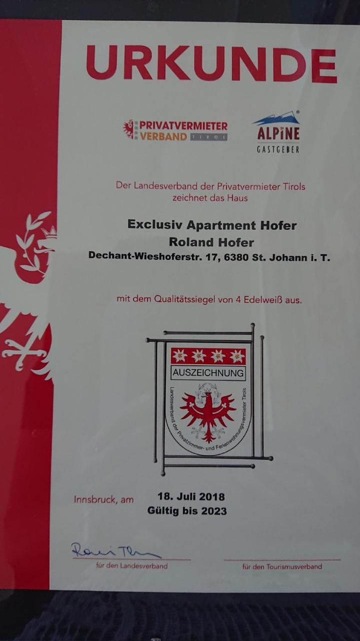 Exklusiv Apartment Hofer Sankt Johann in Tirol Exterior photo